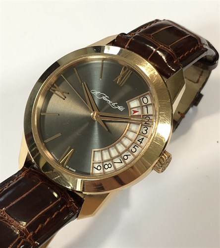 Lot 485 - A. Favre & Fils - A gentleman's 18ct rose gold twin barrel wristwatch
