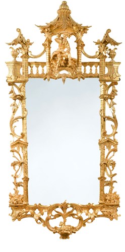 Lot 338 - A Chinese Chippendale style carved gilt wall mirror