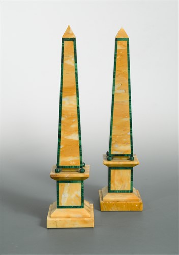 Lot 335 - A pair of Sienna marble obelisks