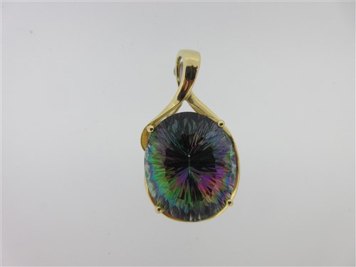 Lot 74 - A pendant set with an oval 'mystic' quartz