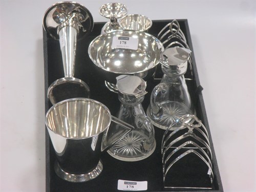 Lot 178 - A collection of silverware including egg cups,...