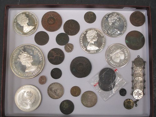 Lot 111 - A 1987 $25 silver coin and various silver...