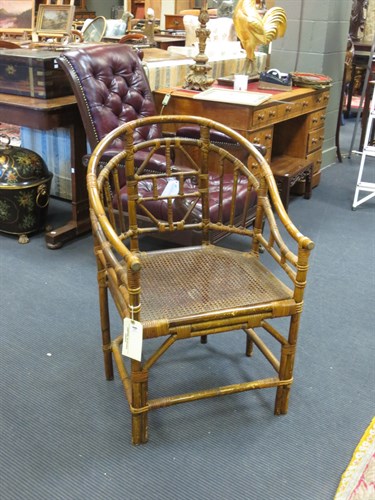 Lot 333 - A bamboo armchair with caned seat