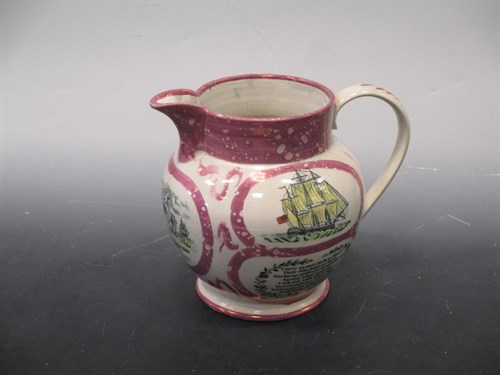 Lot 37 - A large Sunderland lustre ship, Sailors...