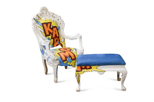 Lot 165 - Jimmie Martin, a 'Kaboom' open armchair and foot stool