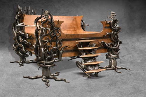 Lot 171 - Steve Liddard, a custom built oak and steel bed
