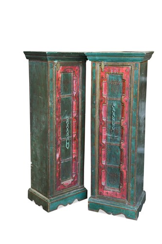 Lot 17 - A pair of painted narrow cupboards