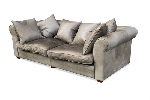 Lot 13 - A large grey leather sofa