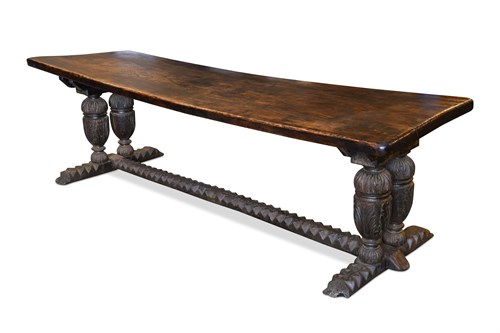 Lot 21 - A 17th century style oak refectory table