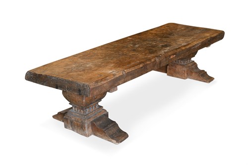 Lot 14 - A rustic oak low coffee table