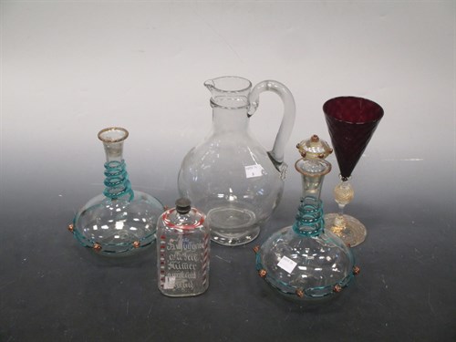 Lot 52 - A group of decorative glass: 19th century wine...