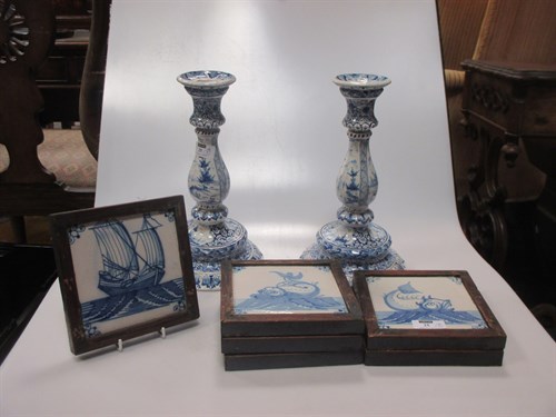 Lot 25 - A set of six 18th century Dutch Delft blue &...