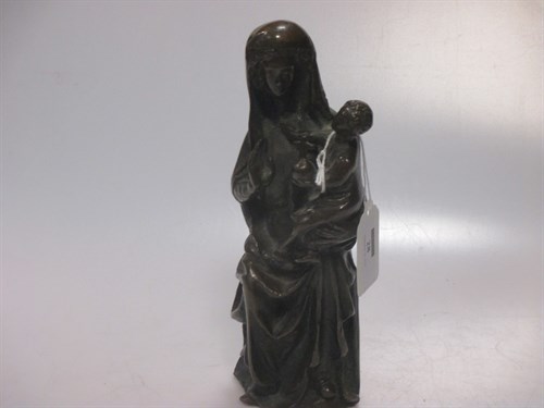 Lot 28 - A bronze figure of the Madonna and child, 19th...