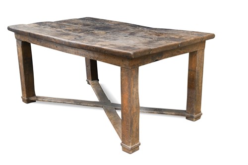 Lot 89 - An oak plank top refectory style table