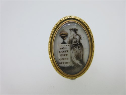 Lot 119 - An 18th century memorial ring painted en grisaille