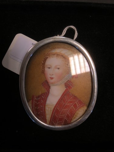 Lot 101 - A miniature portrait in an epns oval frame