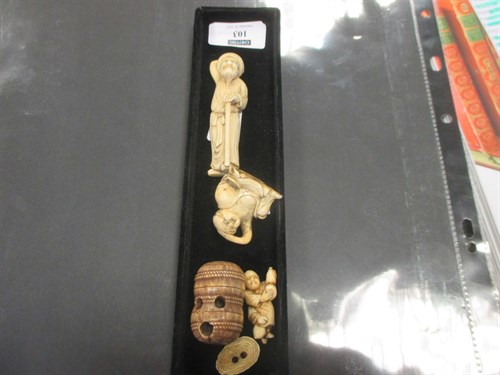 Lot 103 - A collection of 4 netsuke , Meiji period and...