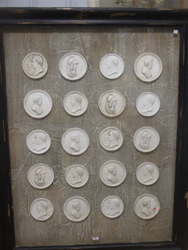 Lot 309 - A large 20th century set of framed plaster...
