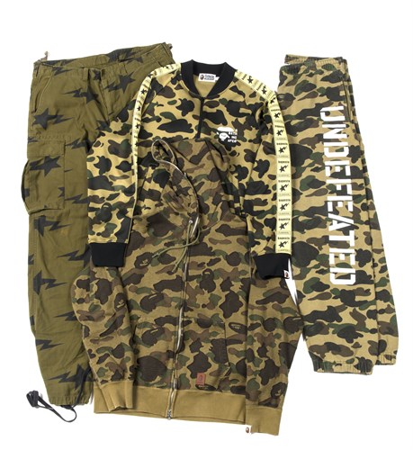 Lot 38 - A Bathing Ape (BAPE) a quantity of green camouflage clothing