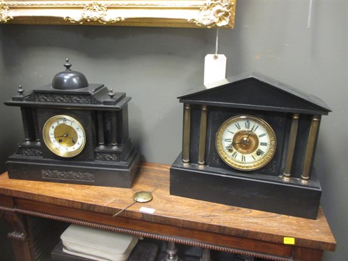 Lot 171 - Three Victorian slate mantle clocks