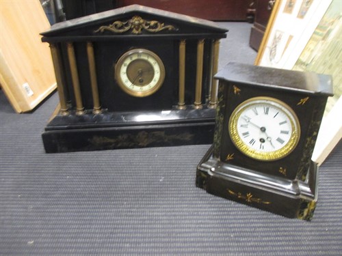 Lot 171 - Three Victorian slate mantle clocks