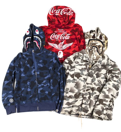 Lot 51 - A Bathing Ape (BAPE) a collection of six variously patterned hoodies