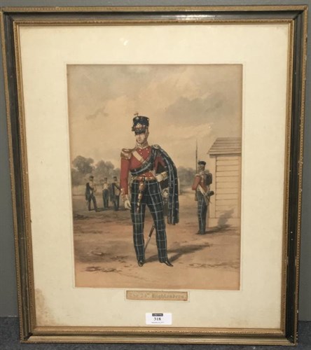 Lot 318 - A stipple engraving of the 74th Highlanders,...