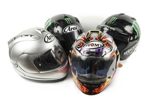 Lot 129 - Arai, three of Keith's crash helmets
