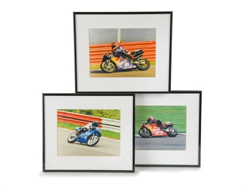 Lot 142 - Framed and glazed photographs of Keith Flint in motorcycle racing action