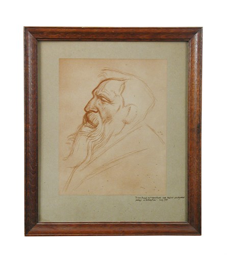 Lot 189 - Sir William Rothenstein (1872-1945), Portrait of Auguste Rodin in profile