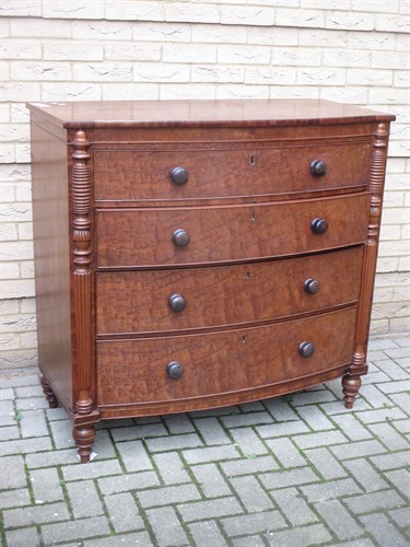 Lot 570 - A 19th century mahognay bow front chest of...
