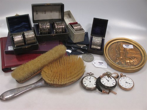 Lot 381 - A 9ct gold pocket watch together with two...