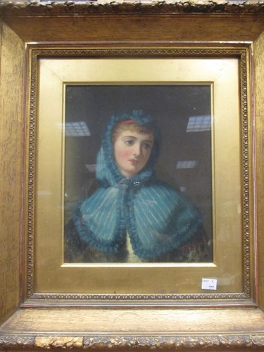 Lot 454 - J Barnes - oil on canvas of a young lady