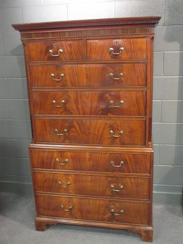 Lot 597 - A George III mahogany chest on chest 173 x 104...