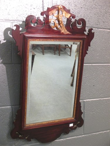 Lot 651 - A George III mahogany fret framed wall mirror...