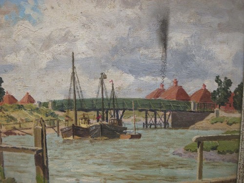 Lot 508 - J Rodgers, Monk Breton Bridge, Rye, oil, 1955