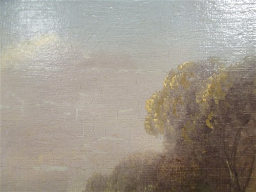 Lot 289 - English School, Landscape with figures by a...