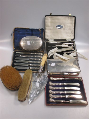 Lot 401 - A silver presentation engraved trowel, two...
