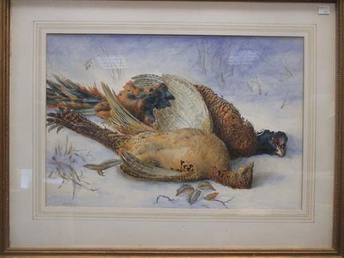 Lot 450 - A Holding, watercolour of game birds in the...