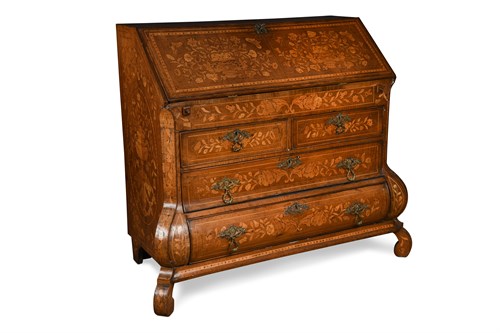 Lot 396 - A late 18th/early 19th century Dutch walnut bombe Bureau