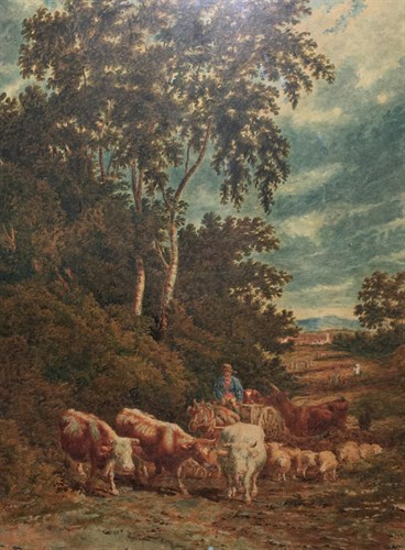 Lot 439 - Norwich School, 19th Century, Cattle grazing;...