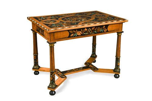 Lot 399 - A William & Mary style olive wood and floral marquetry centre table