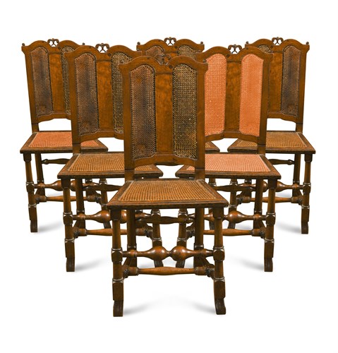 Lot 400 - A set of six early 18th century walnut chairs