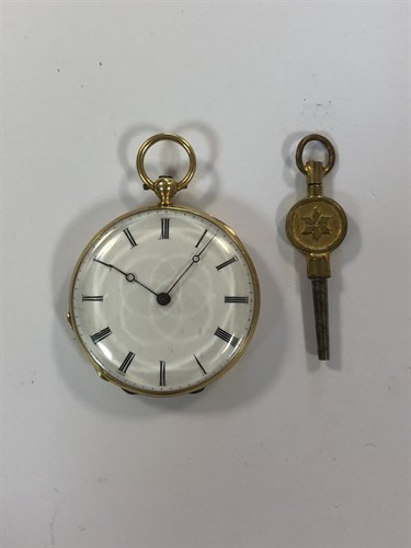 Lot 450 - Unsigned - A lady's Swiss open faced pocket watch with diamond set enamel reverse