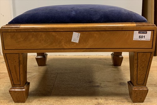 Lot 601 - A satinwood and strung footstool together with...