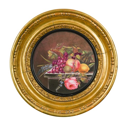 Lot 1 - A pair of 19th century English porcelain circular plaques, attributed to Thomas Steele