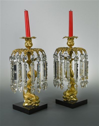 Lot 310 - A pair of 19th century gilt table lustres
