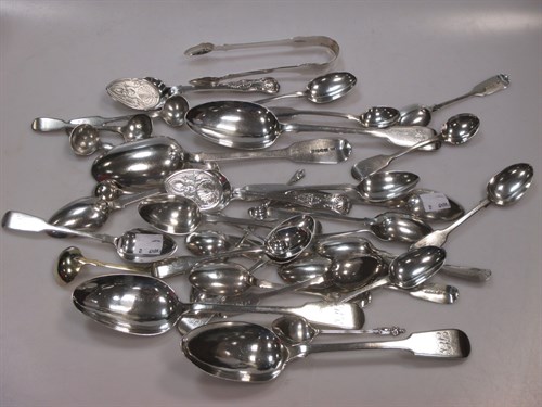 Lot 392 - A collection of assorted silver flatware,...
