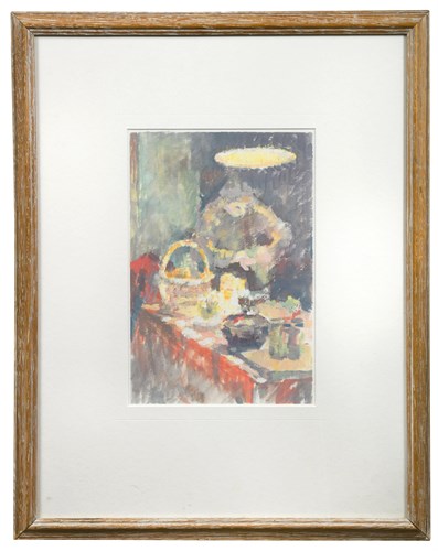 Lot 35 - Judy Scott Kitchen interior scene with lady