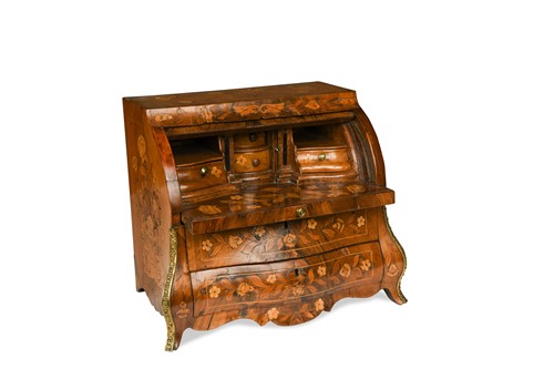 Lot 352 - A 19th century Dutch miniature bombe bureau a cylindre
